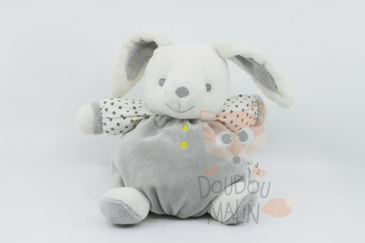 Obaïbi - peluche lapin gris blanc étoile 25 cm 