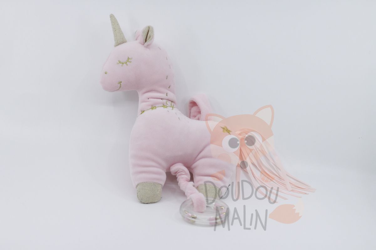  - boîte à musique licorne rose étoile 25 cm 