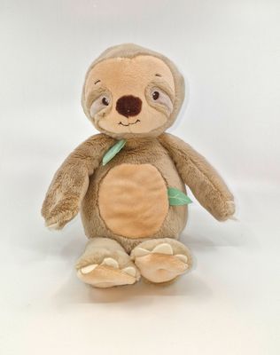  - peluche paresseux beige marron feuille 25 cm 