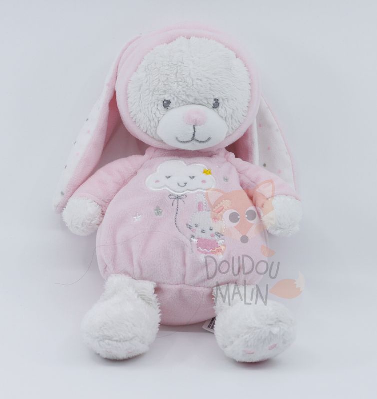 Max sax - peluche ours déguisé en lapin rose blanc nuage 25 cm 