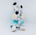  - idéfix chien - peluche couverture vert blanc 25 cm 