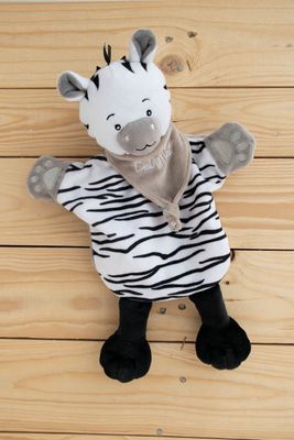 - savane - marionnette zèbre blanc noir 25 cm 