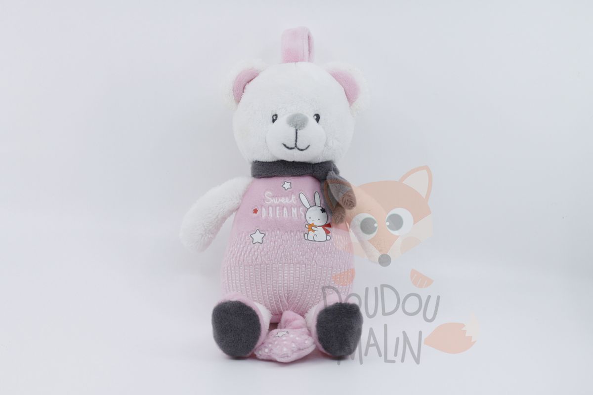  - boîte à musique ours rose blanc sweet dreams 30 cm 