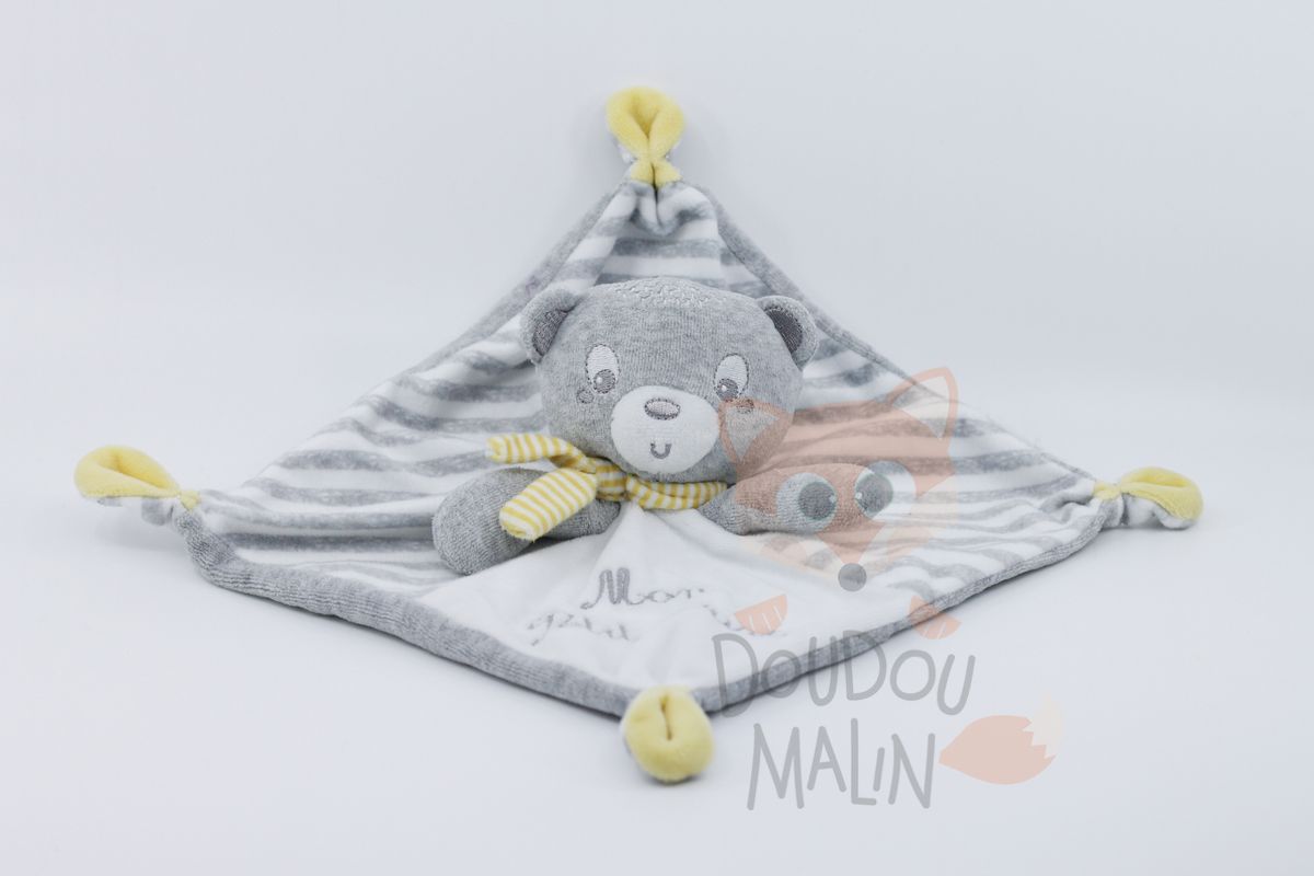 Pat ripaton - plat mon petit ours gris blanc rayé 25 cm 