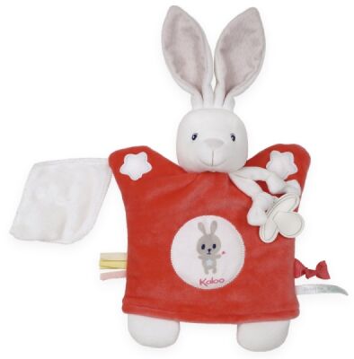  - imagine - marionnette lapin orange blanc 25 cm 