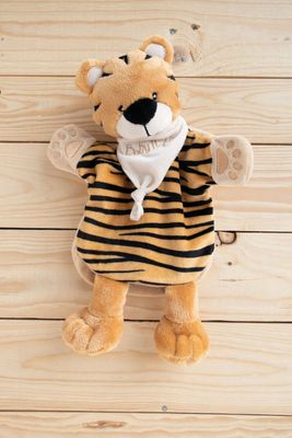  - savane - marionnette tigre marron beige 25 cm 