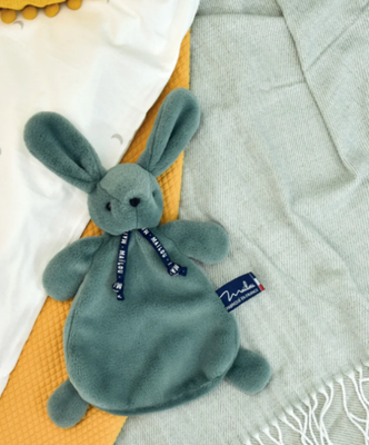  - lapin dorlotin fabriqué en france - vert sauge 25 cm 