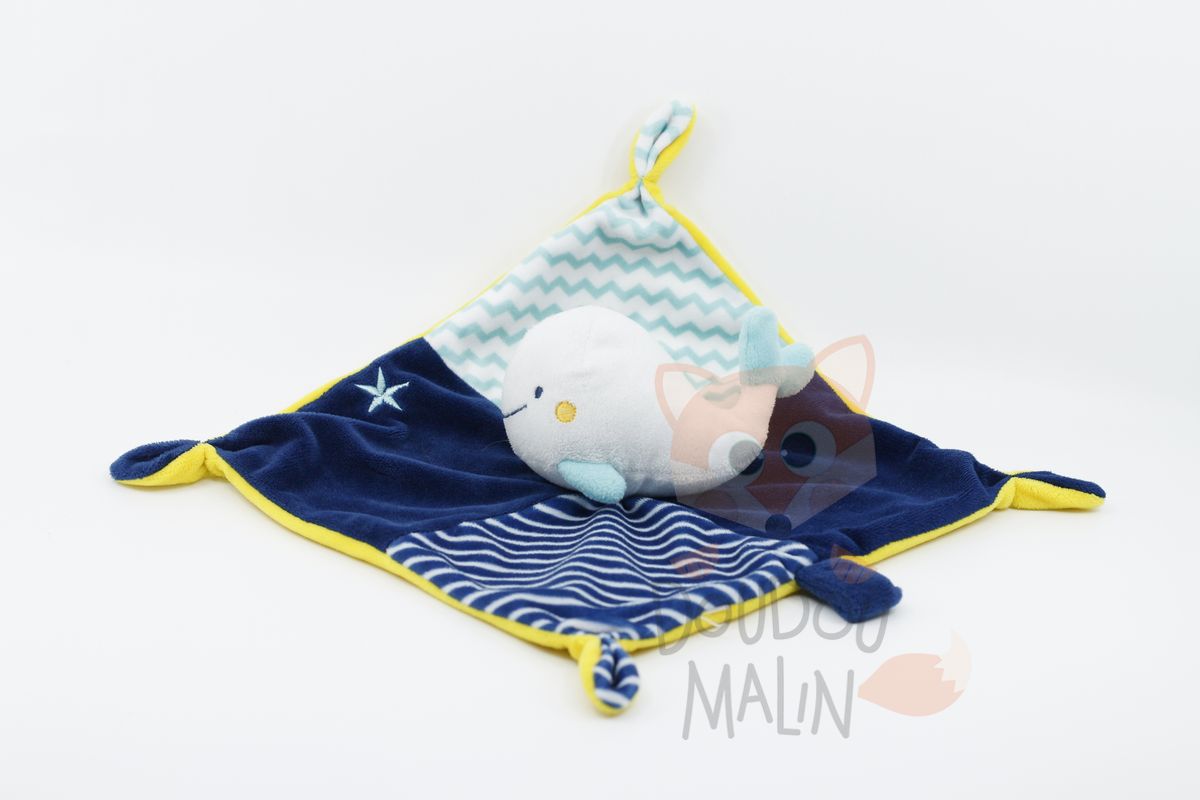 Gémo - comforter whale blue yellow 25 cm 