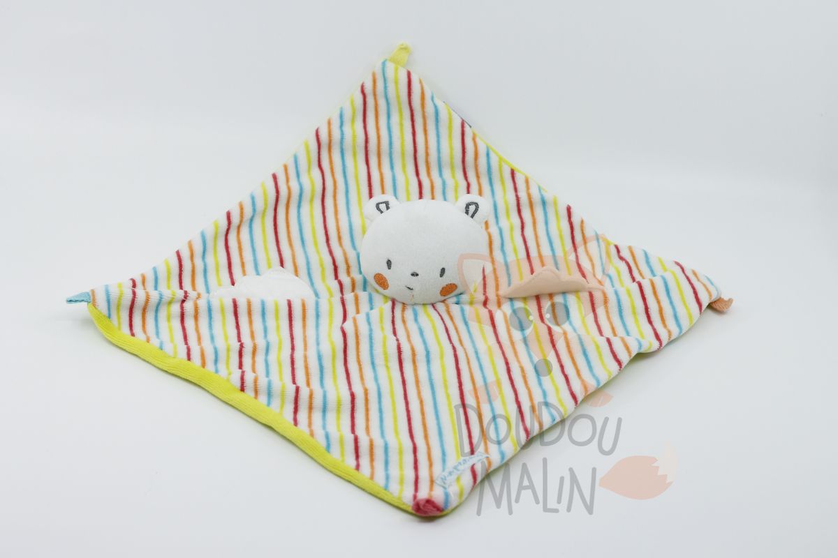   - ours ange plat blanc vert rouge bleu rayé 25 cm 