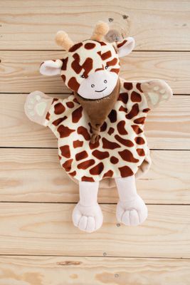  - savane - marionnette girafe marron beige 25 cm 