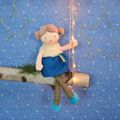  - demoiselle vintage - céleste bleu 30 cm 