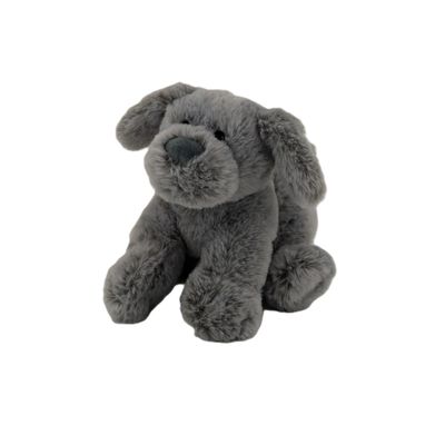  - plush dog sitting natural grey  cm 