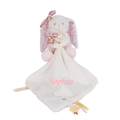  - lapin vanille fraise - peluche avec rose blanc 22 cm 