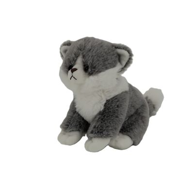  - peluche chat assis naturel gris 22 cm 