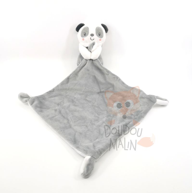  mouchoir panda blanc gris 30 cm 