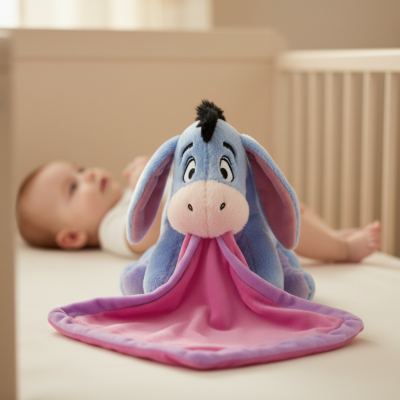  bourriquet lâne peluche avec violet rose 25 cm 