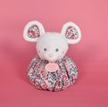  - les petits fûtés - boule souris blanc rose 25 cm 