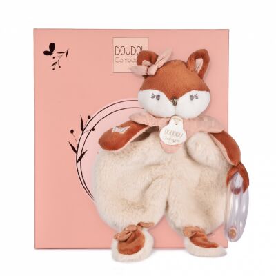  - mina the fox - comforter with rattle beige pink 18 cm  