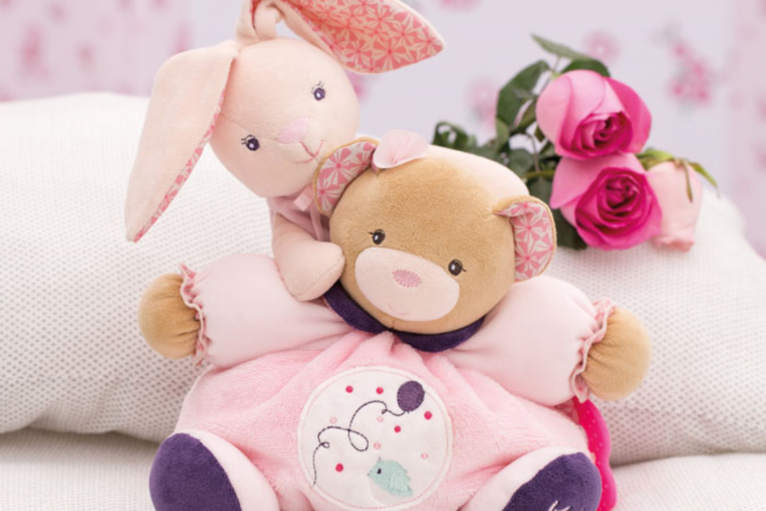 sos doudou ours Pioupiou et Merveilles plat rose