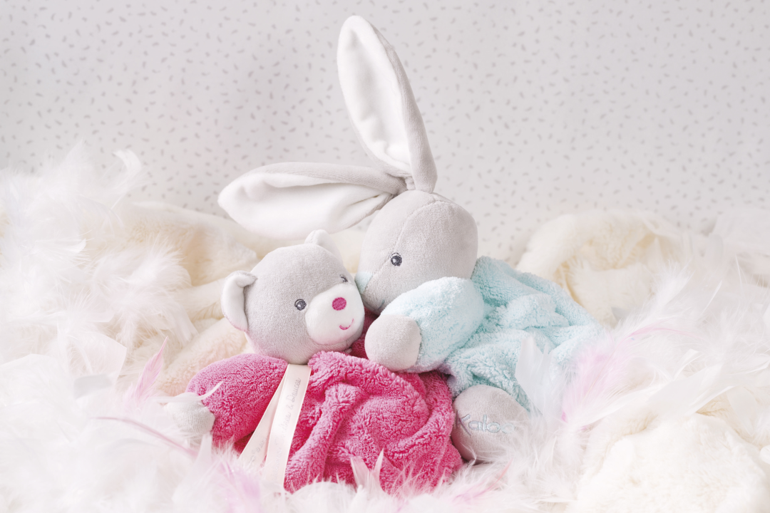 KALOO SOS DOUDOU LAPIN GRIS CORPS PLUME ROSE - Boutique pour retrouver  Doudou !!!