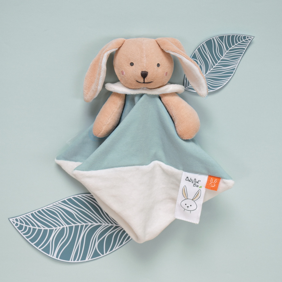 Jouets > Doudous et Peluches > Doudou Musical Lapin Bleu : Rose & Milk