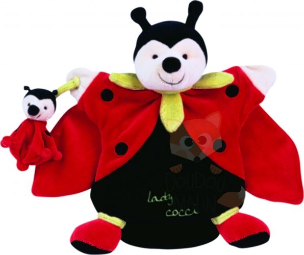 Doudou Et Compagnie Marionnette Animaliere Handpuppet Ladybug Red