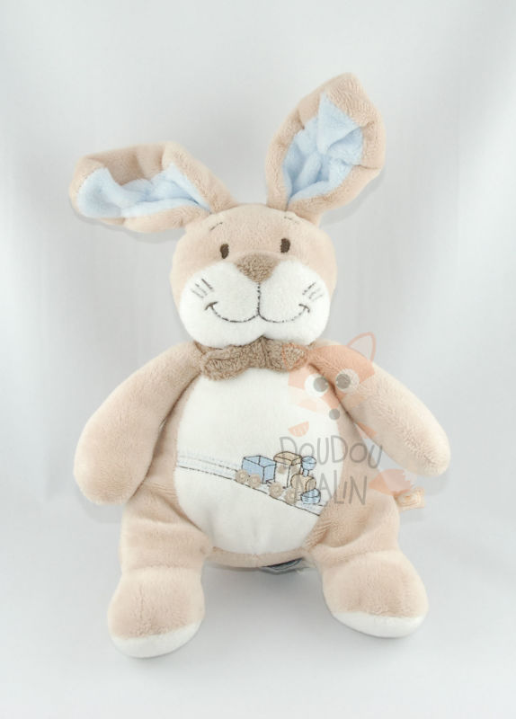  oscar & léon baby comforter rabbit beige white brown blue train 