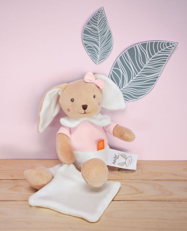 Baby Nat Coton Bio Peluche Avec Doudou Lapin Rose 30 Cm