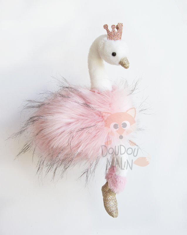  girl & glitter soft toy pink swan crown 30 cm 