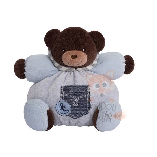 Doudou Ours boule Jean denim "j'ai la bouche remplie de rire" KALOO Kaloo NEUF 