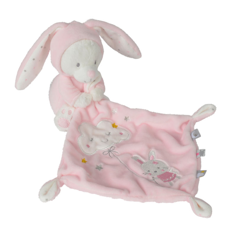 Max & sax plush with comforter rabbit bear pink white cloud 