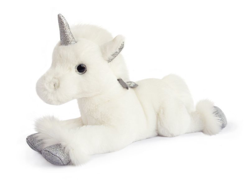  girl & glitter soft toy unicorn white silver 