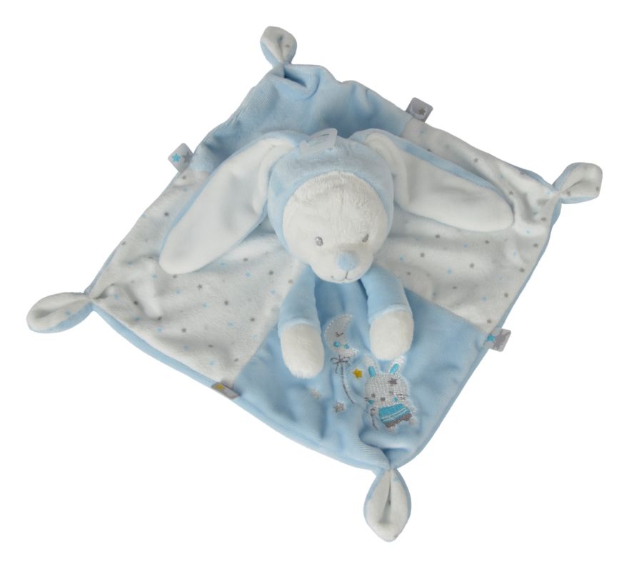 Max & sax baby comforter rabbit blue white moon star 