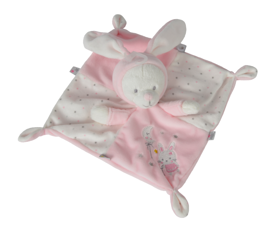 Max & sax baby comforter pink rabbit white star moon 
