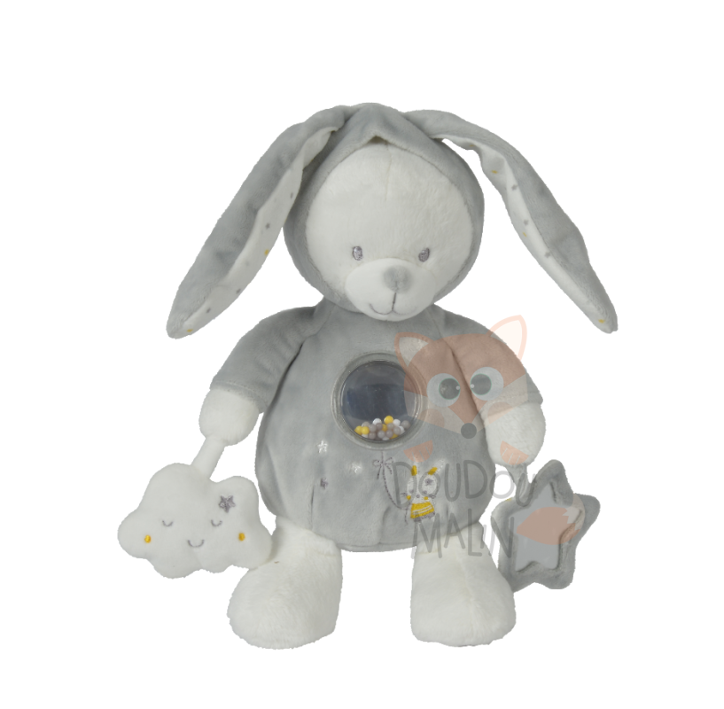 Max & sax activity soft toy bear rabbit grey white 