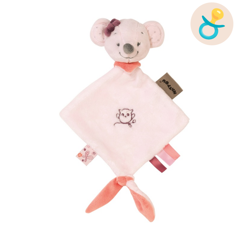 Nattou Adèle et Valentine mini doudou souris rose orange