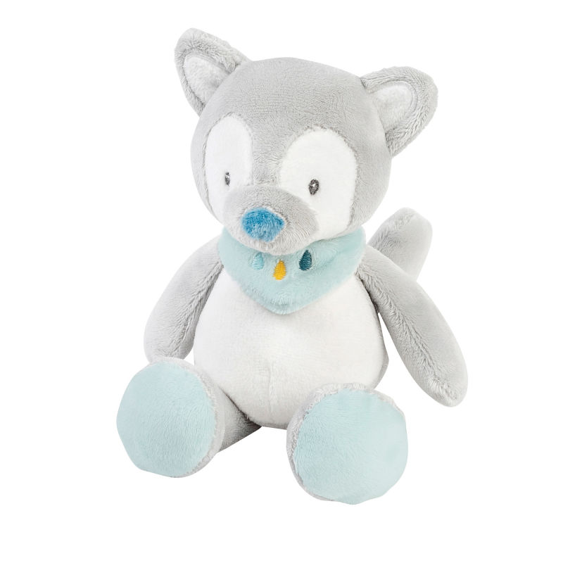 tim & tiloo soft toy rattle wolf  grey blue 15 cm 