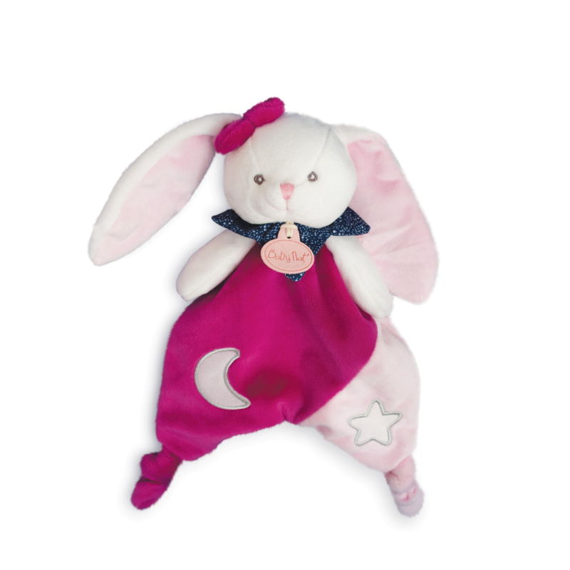 Baby'Nat - Les Luminescents - Doudou plat lapin rose
