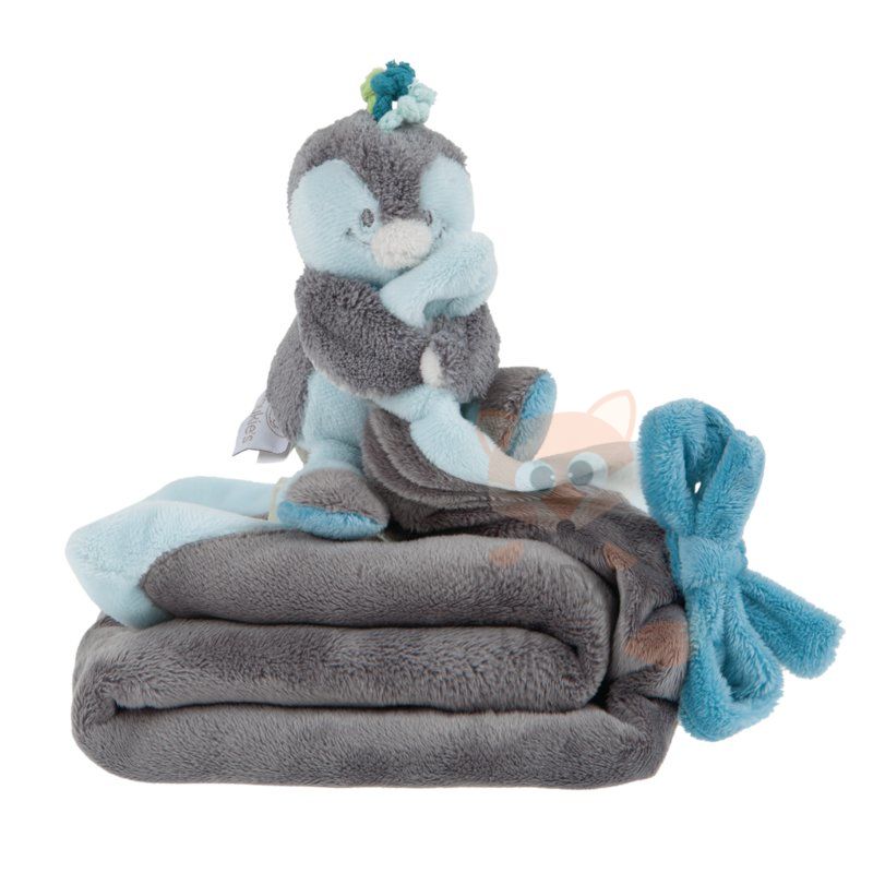  louis & scott my first blanket penguin blue grey 