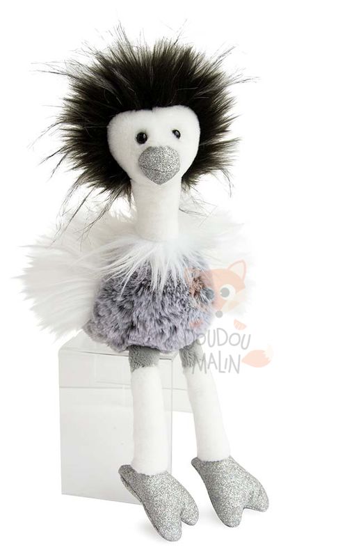 girls & glitter soft toy white black ostrich 
