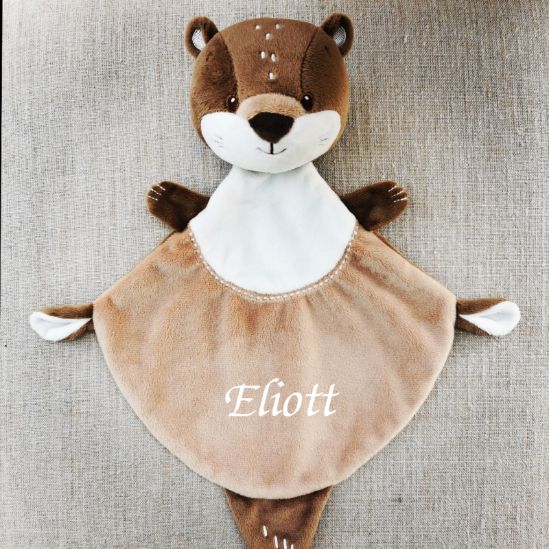 Doudou Malin Lilou la loutre Doudou marron blanc 30 cm