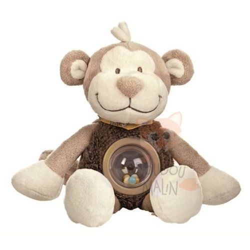  bill & bono soft toy with rattle monkey brown yellow 
