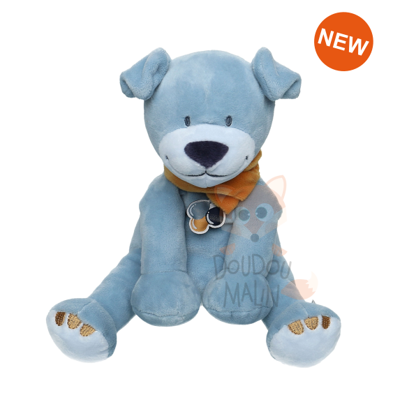  achille & zébrito soft toy blue yellow dog 25 cm 