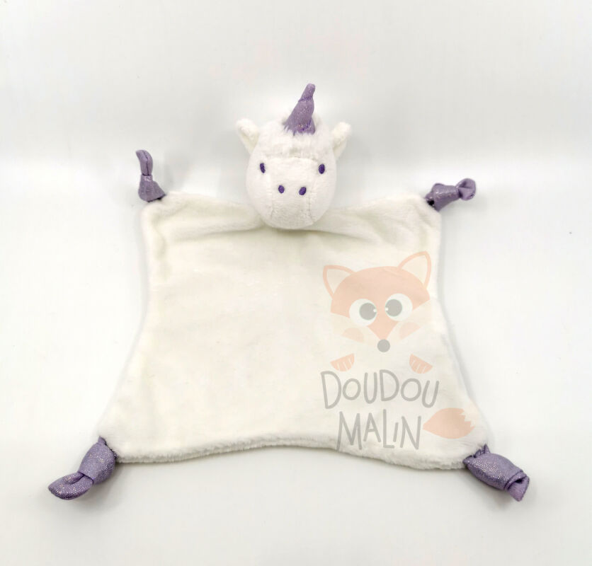 Tom & zoé - comforter unicorn white purple 25 cm 