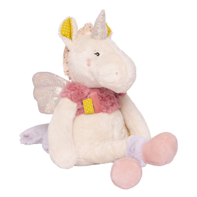  lilou & perlin soft toy with rattle unicorn pink beige 
