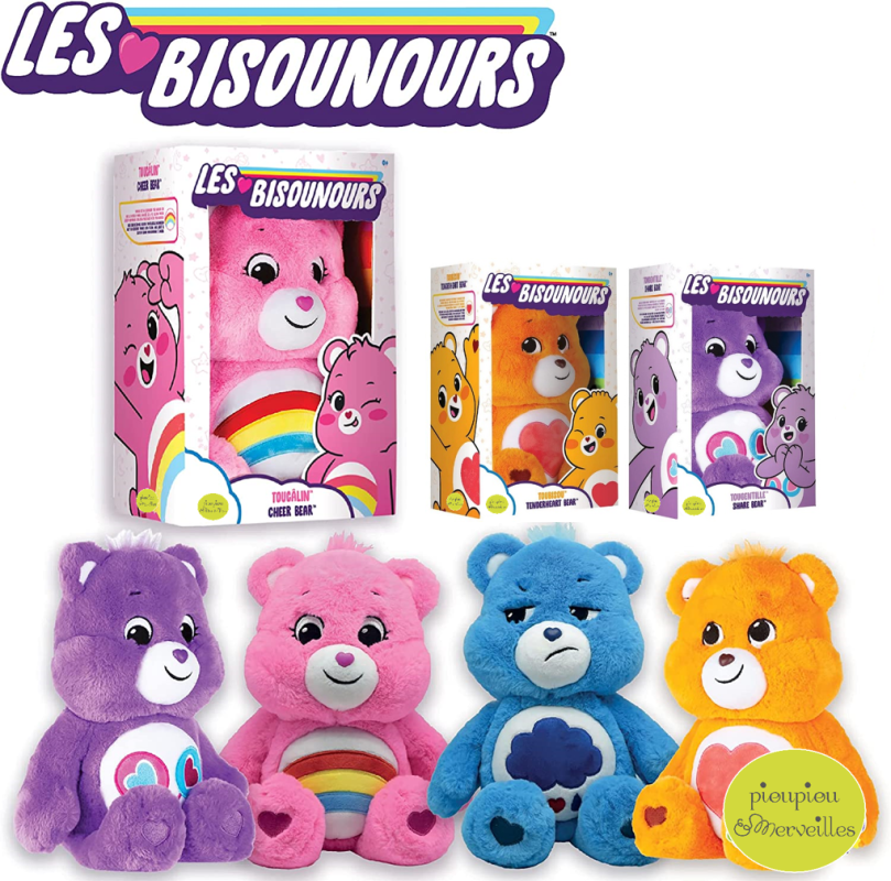 Les Bisounours - Peluche ours Toucâlin rose arc en ciel 30 cm