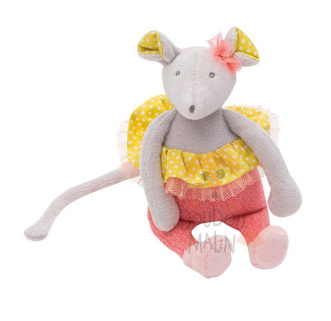  mademoiselle & ribambelle soft toy rattle pink mouse 