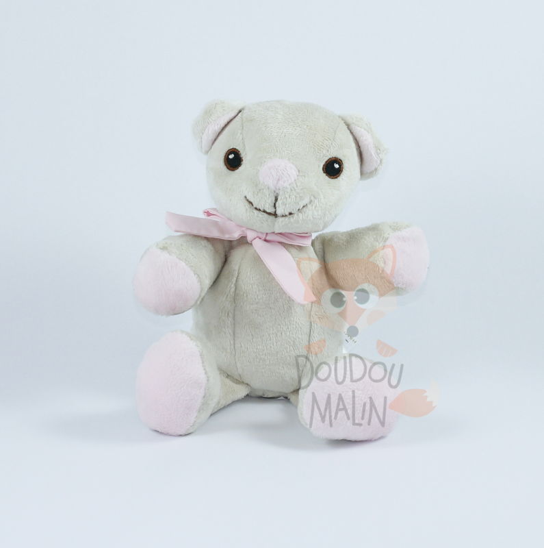 H & m soft toy beige pink bear 