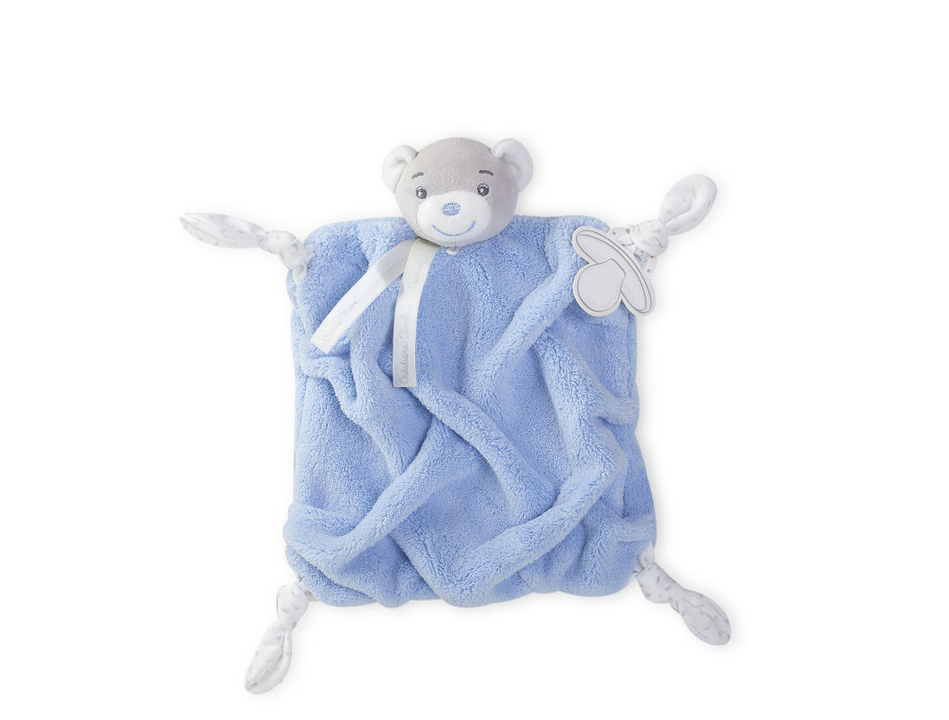 KALOO DOUDOU OURS BLANC CORPS BLEU PLUME