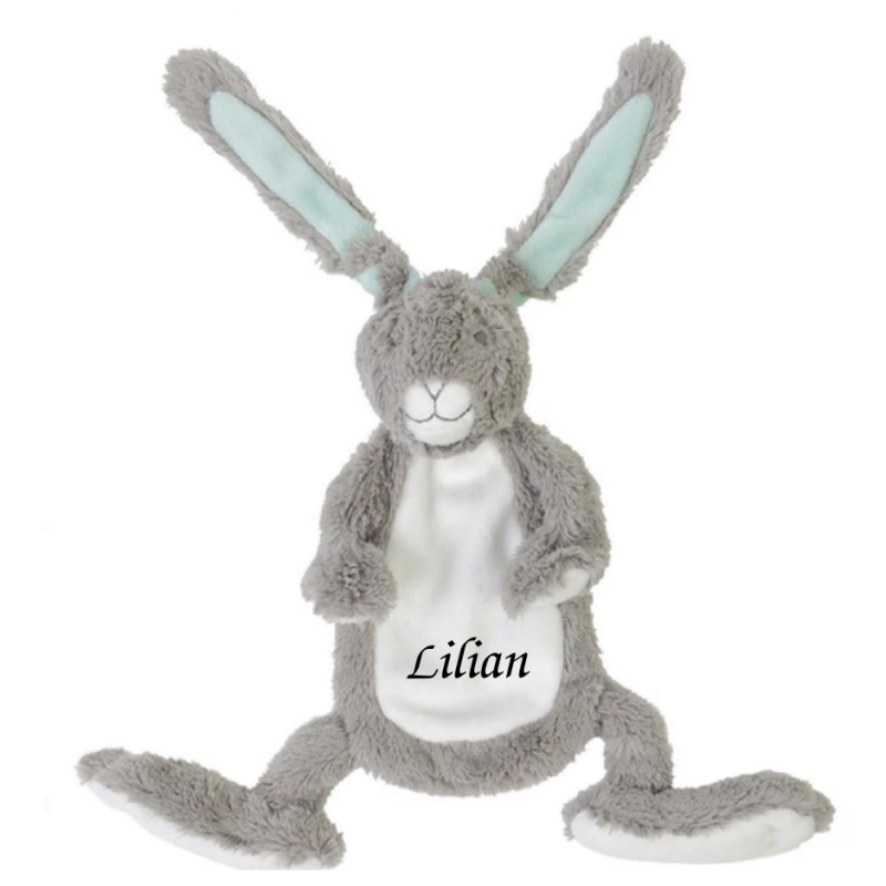 Happy Horse - Twine le lapin - Doudou gris blanc vert 20 cm